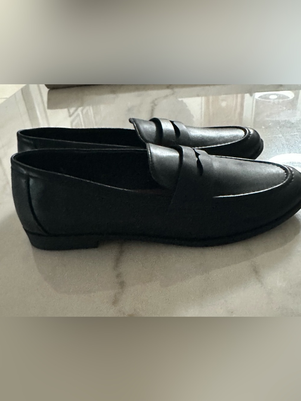 Kensie Black Leather Penny Loafers